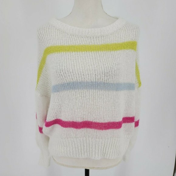 Wild Fable Striped Crewneck Pullover Cropped Multicolor Sweater Open Knit Small - Picture 3 of 7